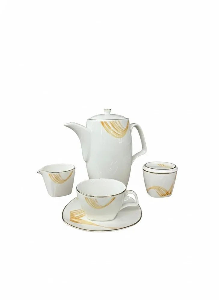 FANCY WAVE GOLD TEA SET 17P