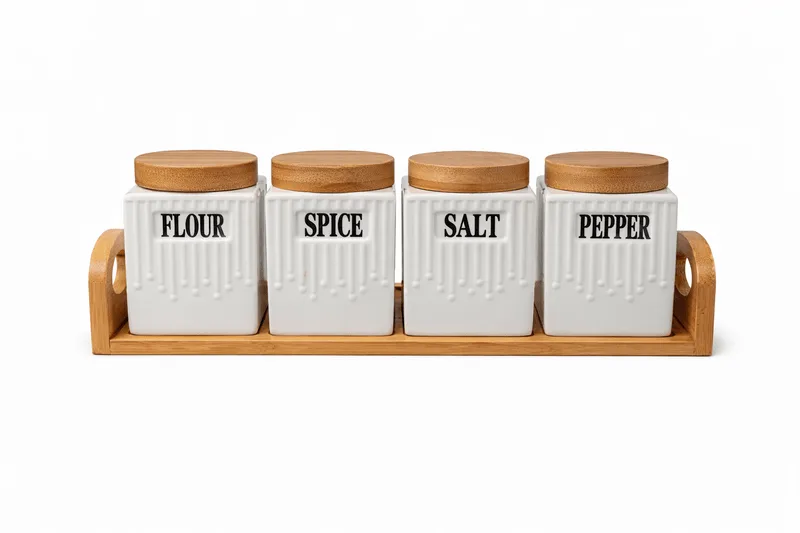 KITCHEN SPICE JAR SQ 5PCS
